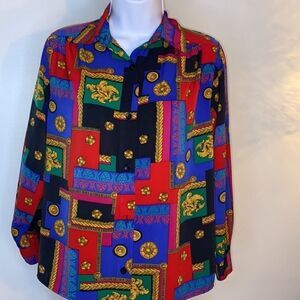 VINTAGE...Multi-colored 🌈 button down shirt size 8 petite from ALFRED DUNNER